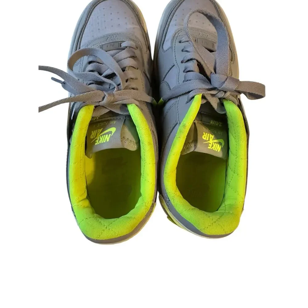 Nike Air Force 1 Shadow Atmosphere Grey Neon Green Reflective Logo Sneaker  8